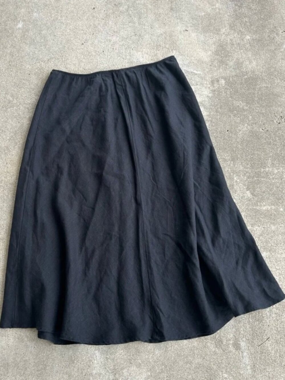 Eileen Fisher 100% Irish Linen Maxi Skirt | Black | Plus Size 1X | Pull-On